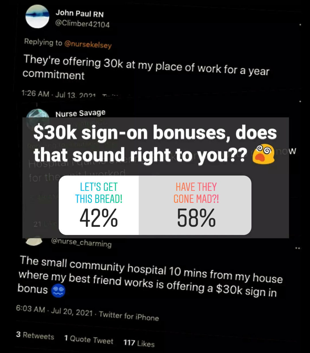 Instagram poll results: $30k sign-on bonuses, does that sound right to you?