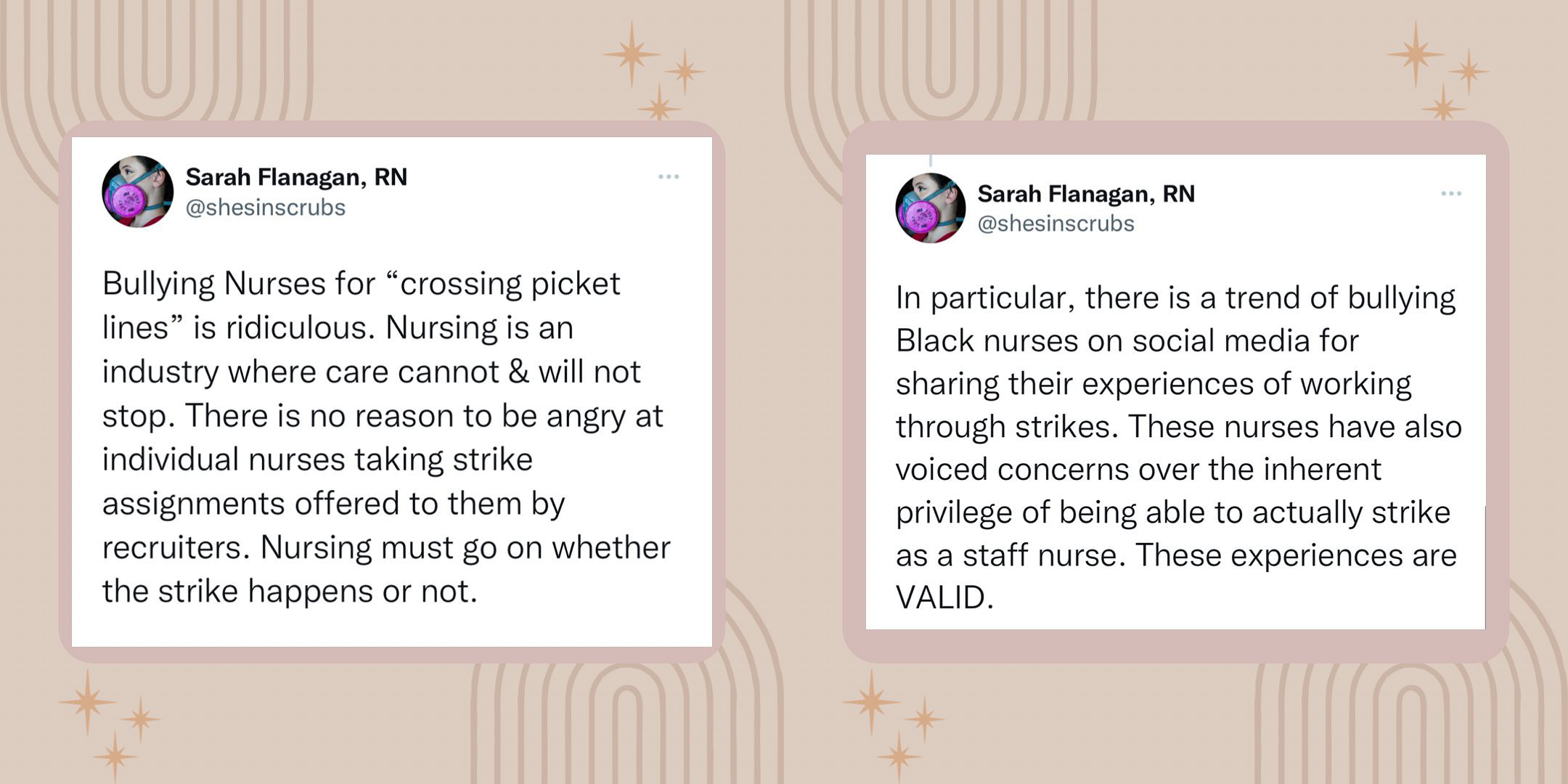 Instagram post by RN Sarah Flanagan defending strike nurses