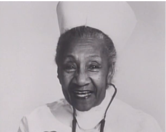 Alberta Hunter in her nurses uniform at Goldwater Memorial Hospital before her retirement in 1977